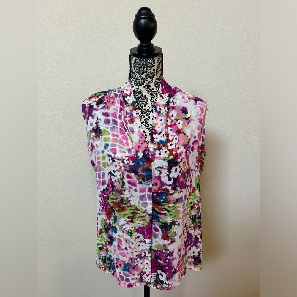 Belissimo Multicolor Floral Sleeveless Women's Top L